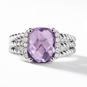 Petite Wheaton Ring with Amethyst and Diamonds